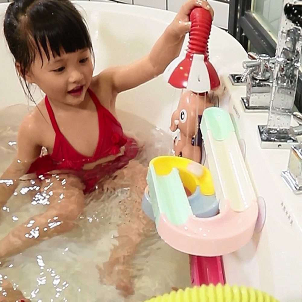 Cute Electric Elephant Water Pump with 360 Degrees Adjusted Hose Baby Bath Shower Head Spout Rinser Kids Shower Toys